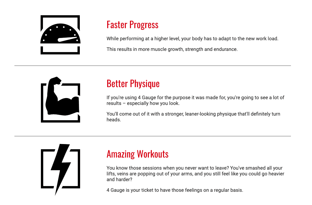 features of 4 gauge preworkout