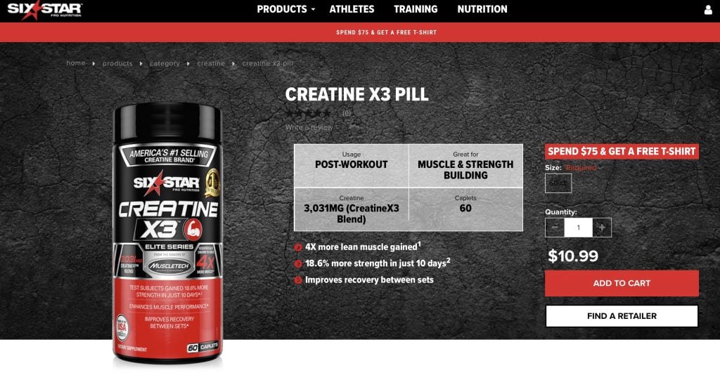 CREATINE X3 supplement website