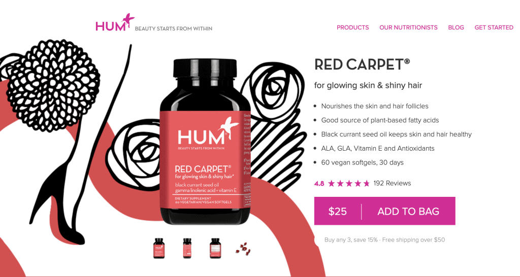 Hum Nutrition Red Carpet website