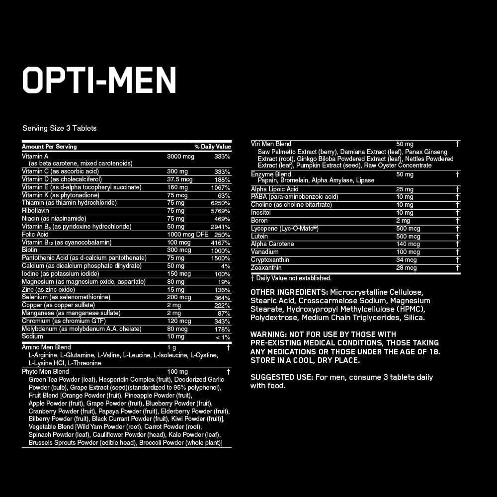 Opti-Men Supplement Facts