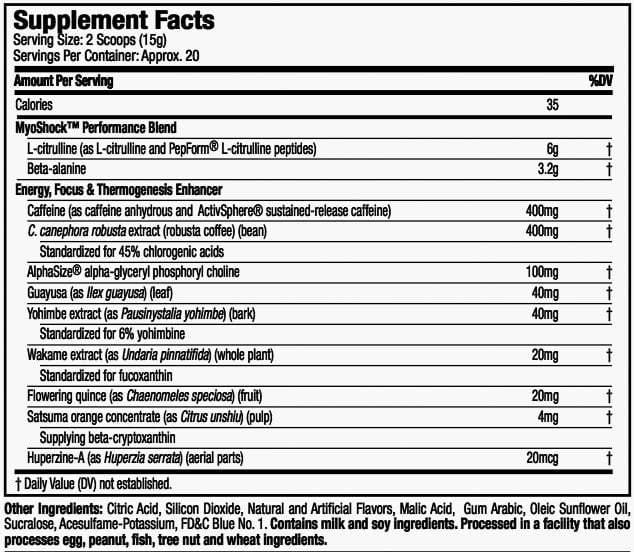 SHATTER SX-7 REVOLUTION supplement facts