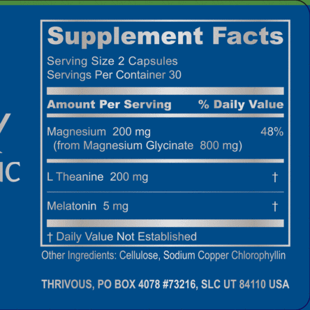 Thrivous Serenity Nightly Nootropic Supplement Facts