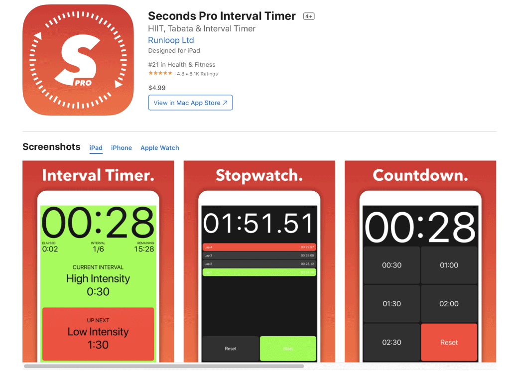 Seconds Pro Interval Timer