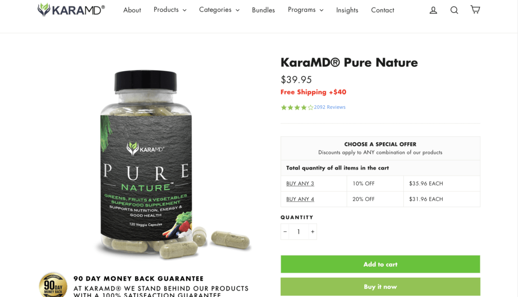 KaraMD Pure Nature Website