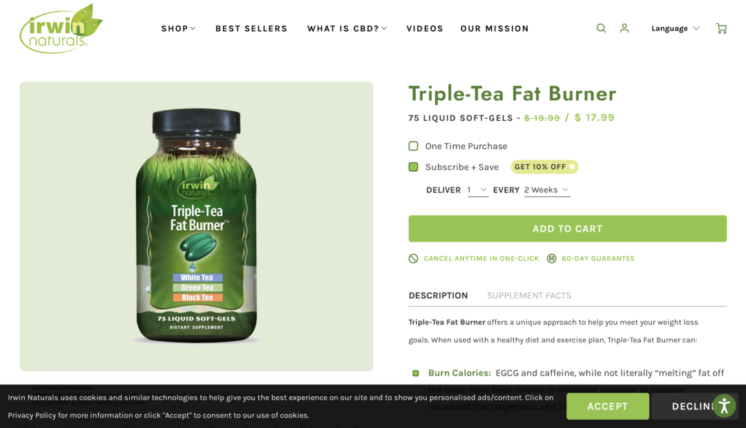 Irwin Naturals Triple Tea Fat Burner Review - Does It Work?