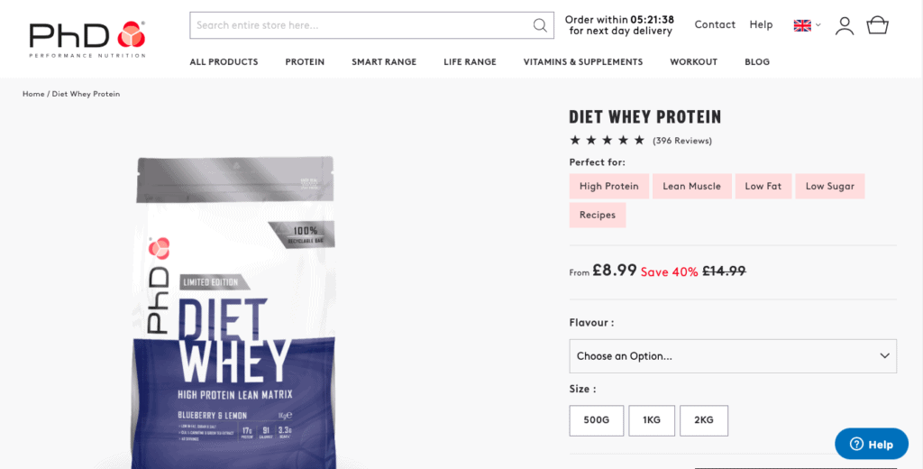 PHD Diet Whey Protein Website