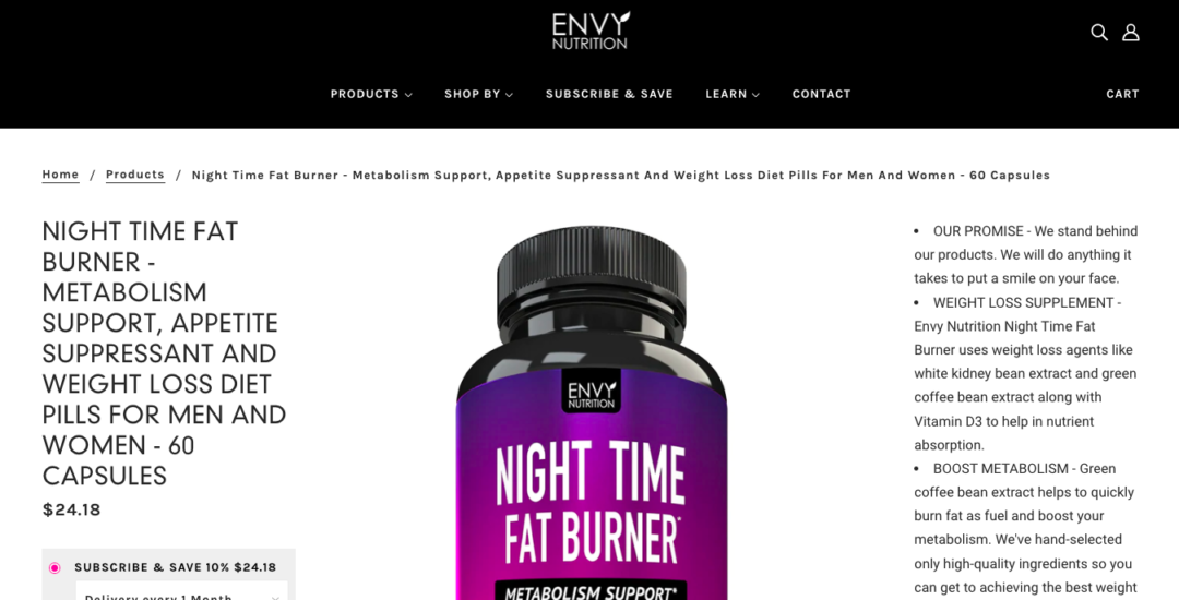 Envy Nutrition Night Time Fat Burner Review - A Closer Look