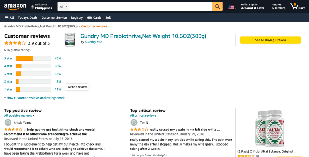 gundry md prebiothrive amazon customers review