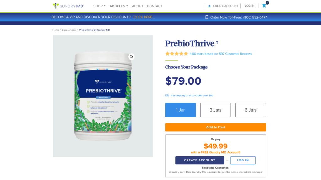 gundry md prebiothrive price