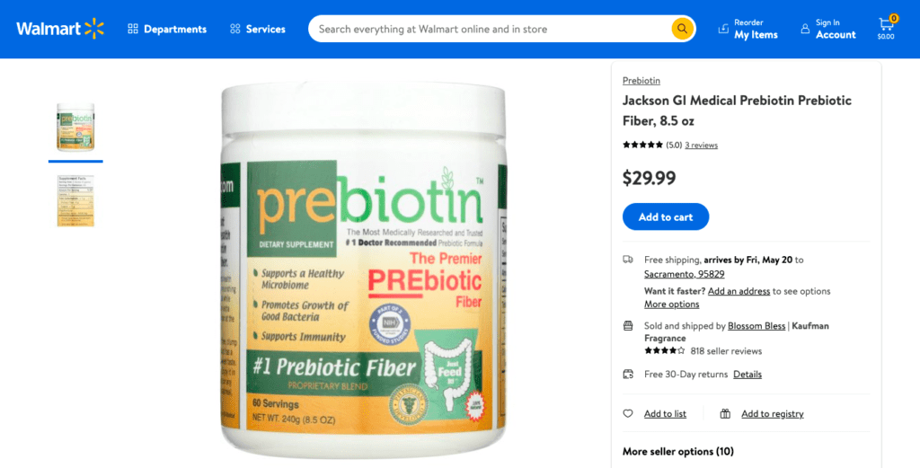 jackson gi medical prebiotin walmart price